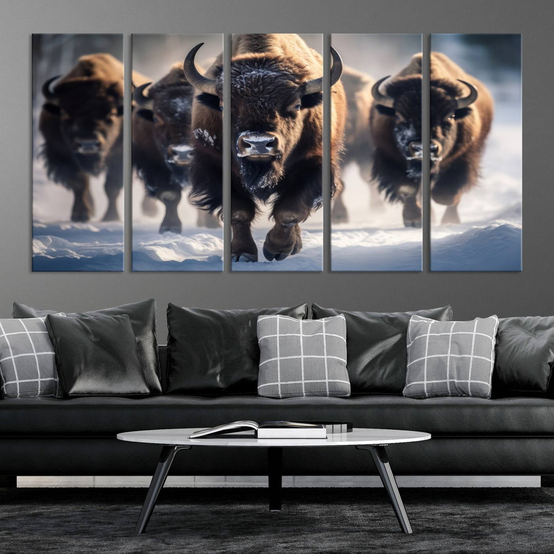 Cow Bighorn Wall Art Canvas Print, Longhorn Texas Large Cow Animal Canvas Print