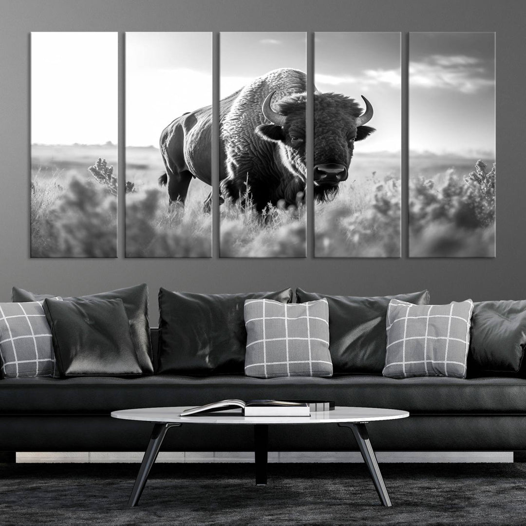 Cow Bighorn Wall Art Canvas Print, Longhorn Texas Large Cow Animal Canvas Print