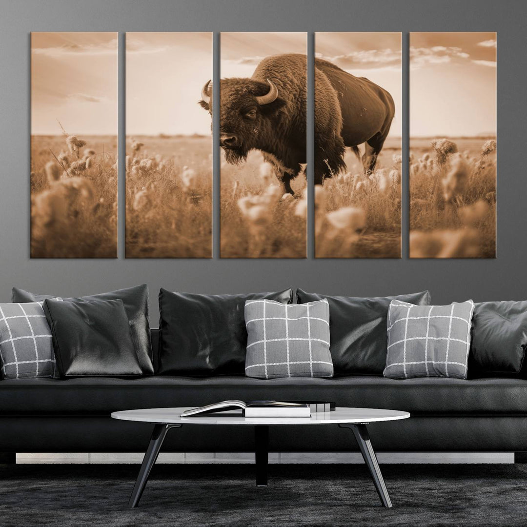 Cow Bighorn Wall Art Canvas Print, Longhorn Texas Large Cow Animal Canvas Print