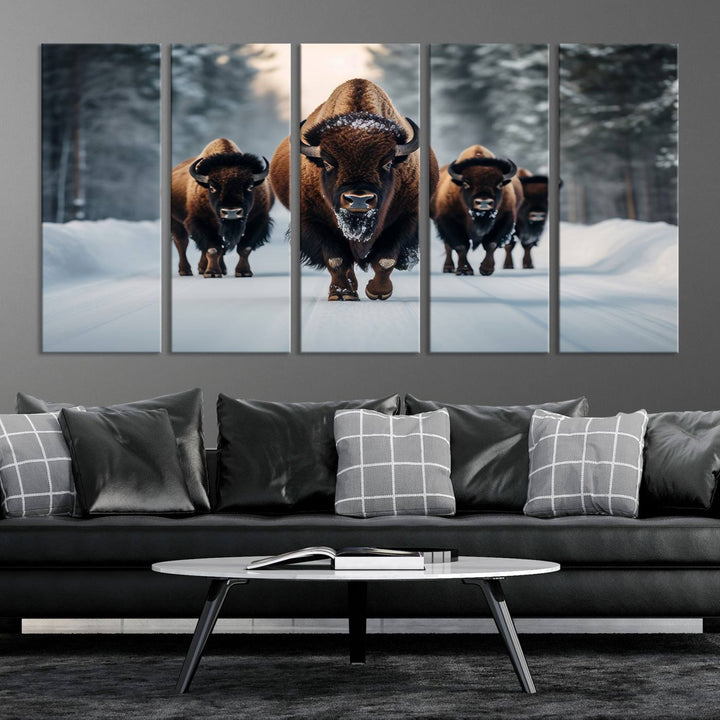 Cow Bighorn Wall Art Canvas Print, Longhorn Texas Large Cow Animal Canvas Print