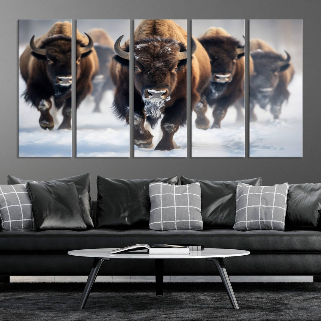 Cow Bighorn Wall Art Canvas Print, Longhorn Texas Large Cow Animal Canvas Print