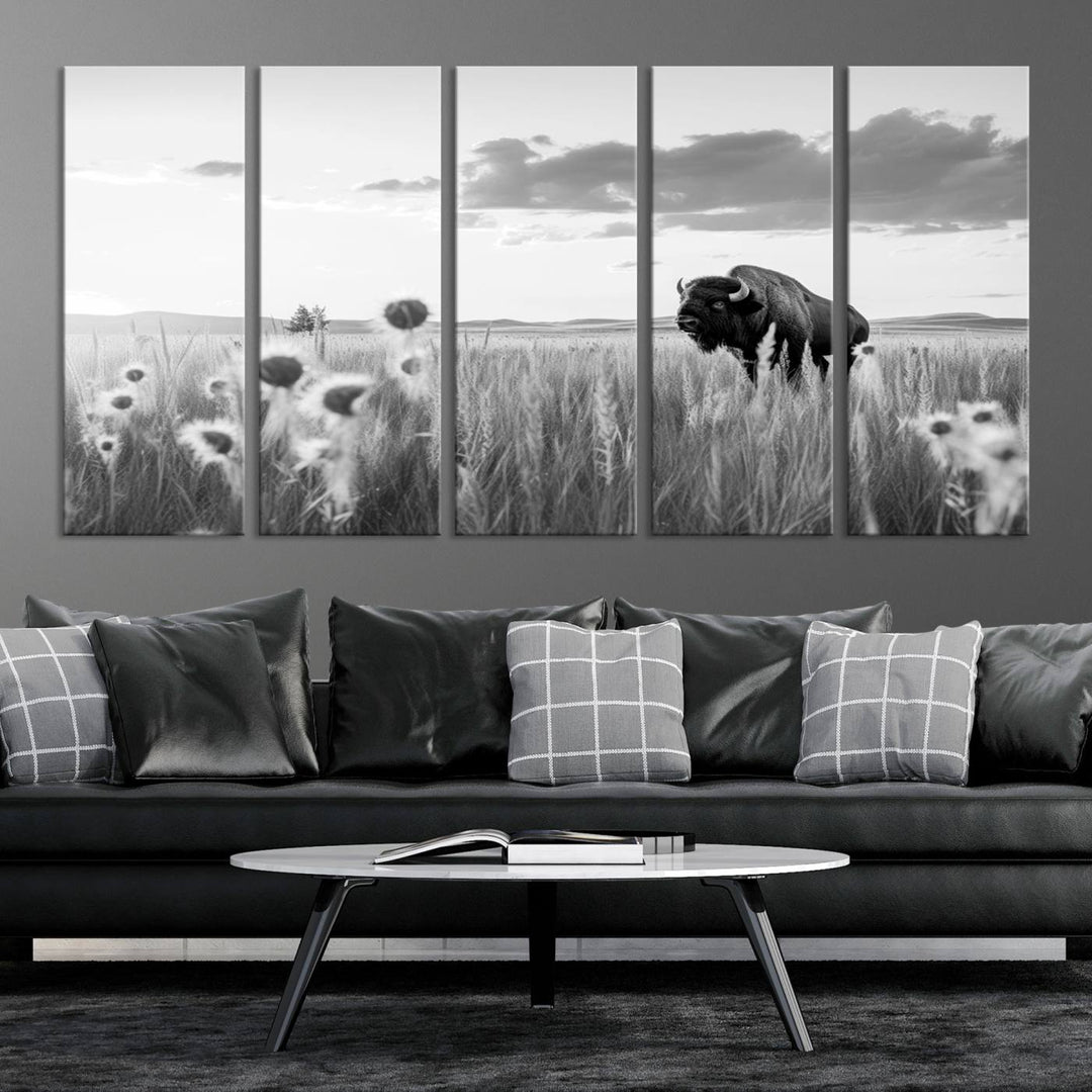 Cow Bighorn Wall Art Canvas Print, Longhorn Texas Large Cow Animal Canvas Print