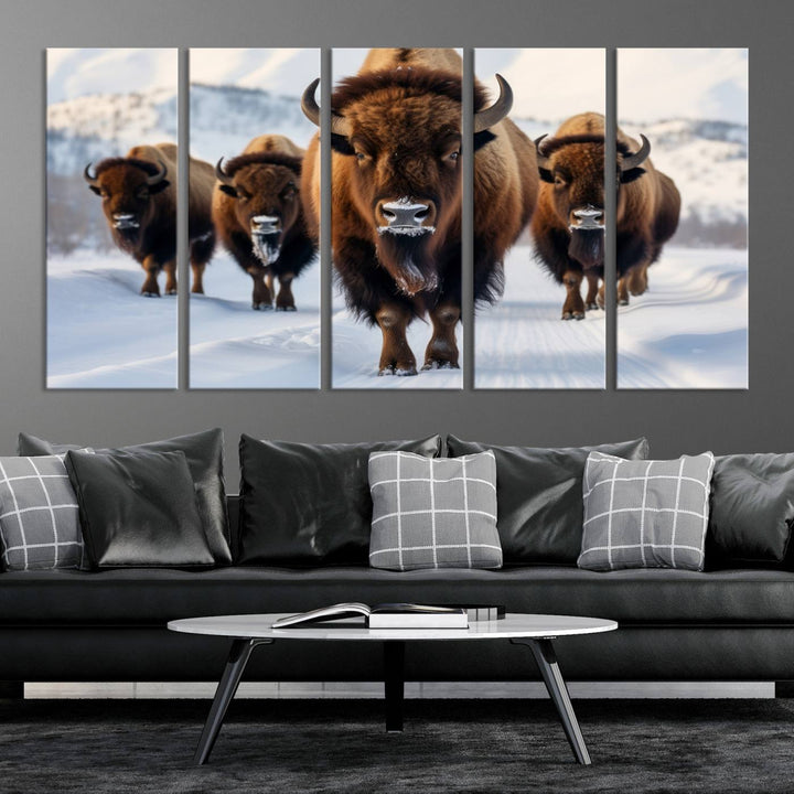 Cow Bighorn Wall Art Canvas Print, Longhorn Texas Large Cow Animal Canvas Print