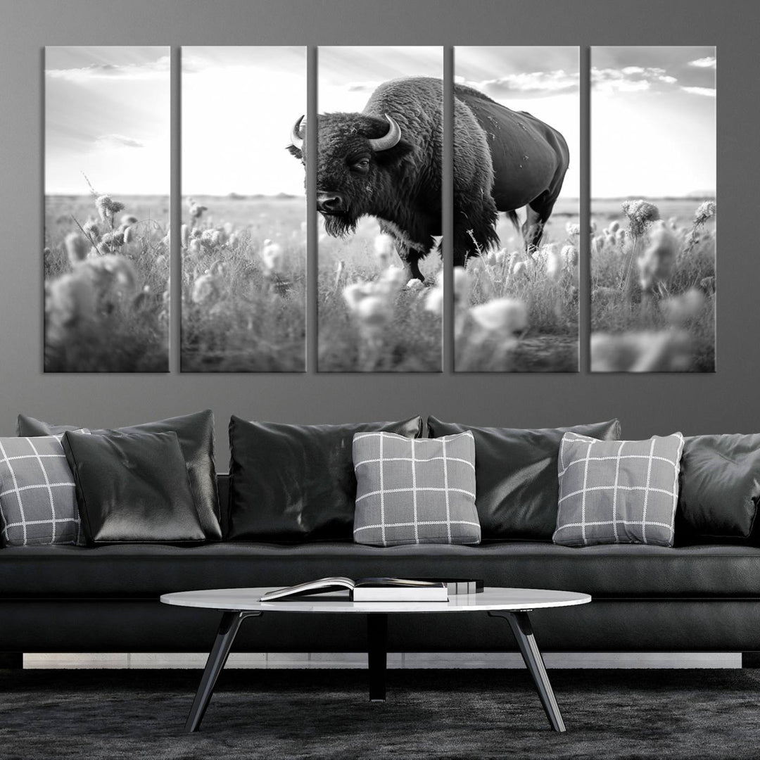 Cow Bighorn Wall Art Canvas Print, Longhorn Texas Large Cow Animal Canvas Print