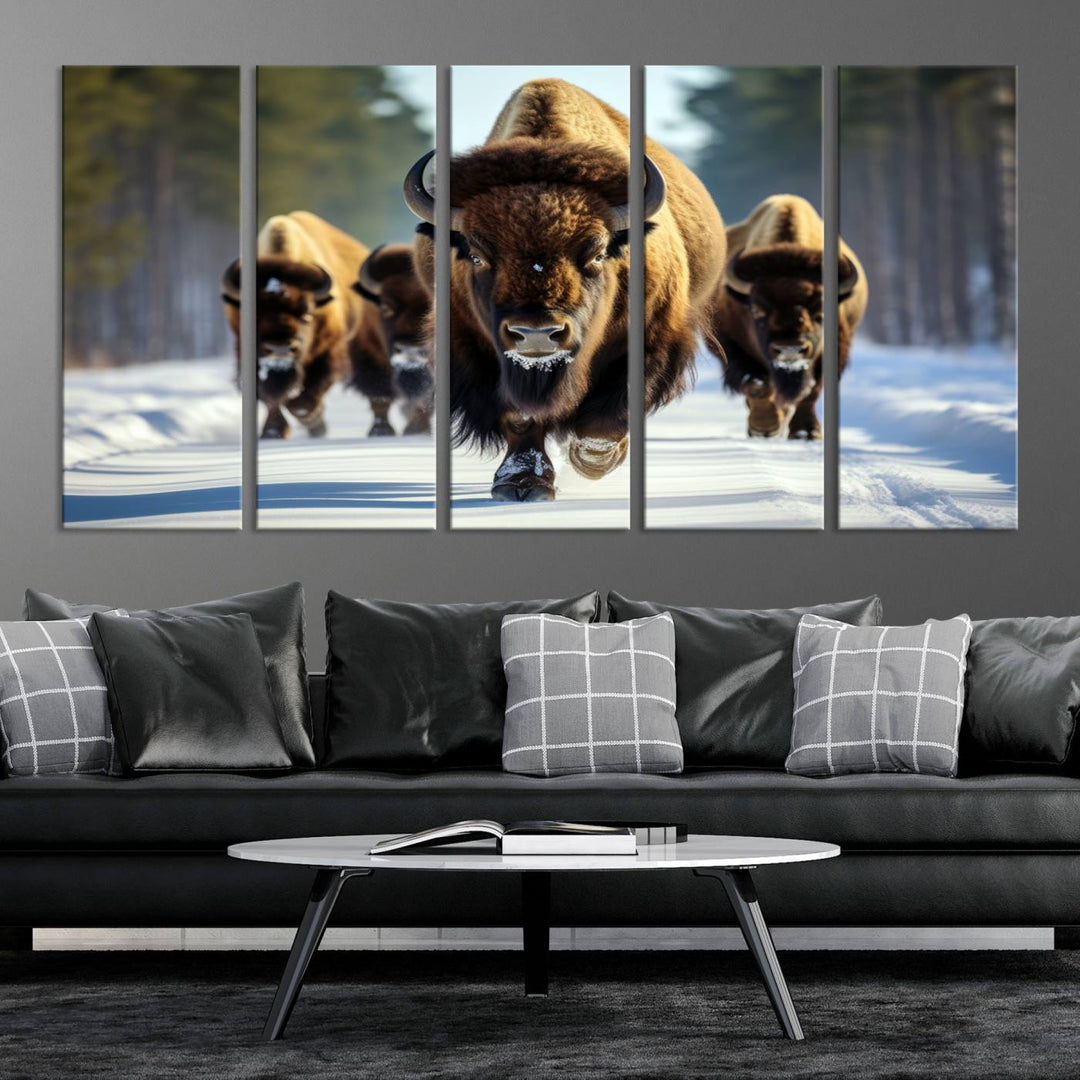 Cow Bighorn Wall Art Canvas Print, Longhorn Texas Large Cow Animal Canvas Print