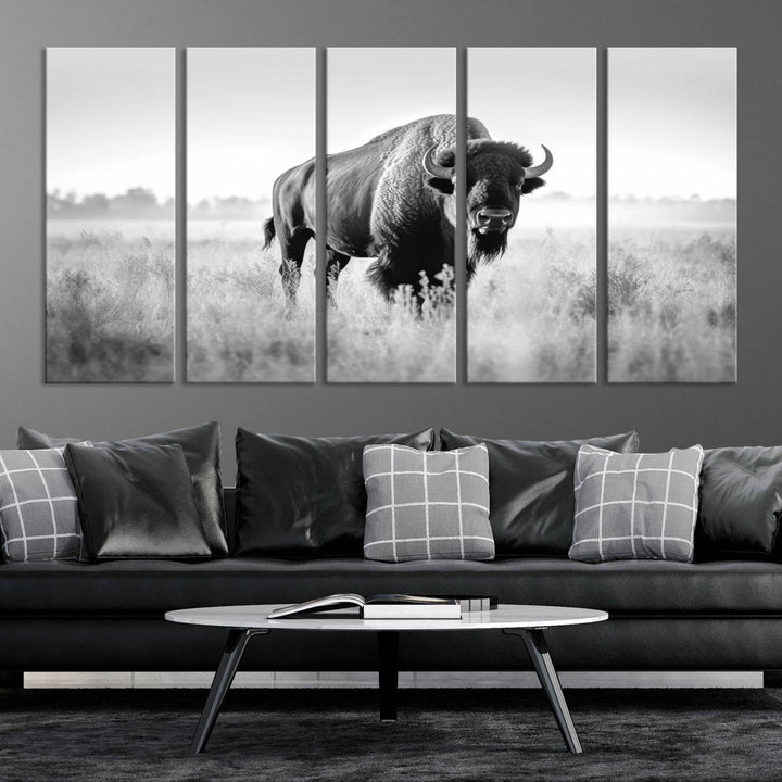 Cow Bighorn Wall Art Canvas Print, Longhorn Texas Large Cow Animal Canvas Print