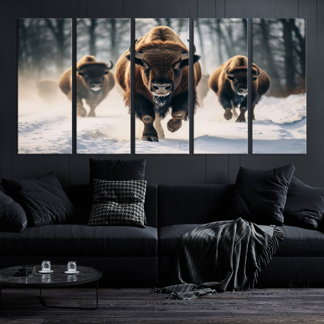 Cow Bighorn Wall Art Canvas Print, Longhorn Texas Large Cow Animal Canvas Print