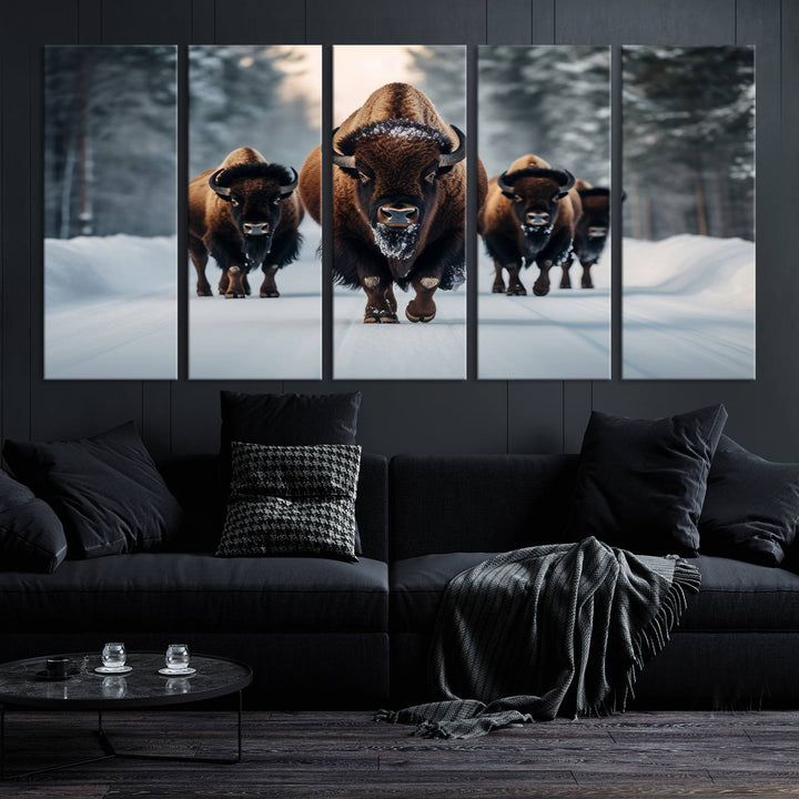 Cow Bighorn Wall Art Canvas Print, Longhorn Texas Large Cow Animal Canvas Print