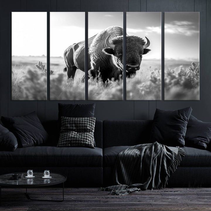 Cow Bighorn Wall Art Canvas Print, Longhorn Texas Large Cow Animal Canvas Print