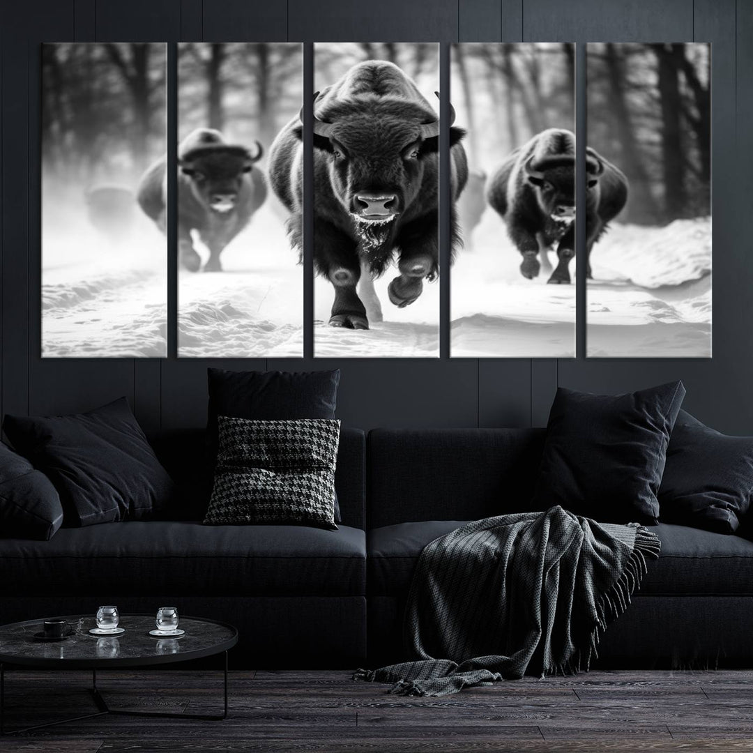 Cow Bighorn Wall Art Canvas Print, Longhorn Texas Large Cow Animal Canvas Print