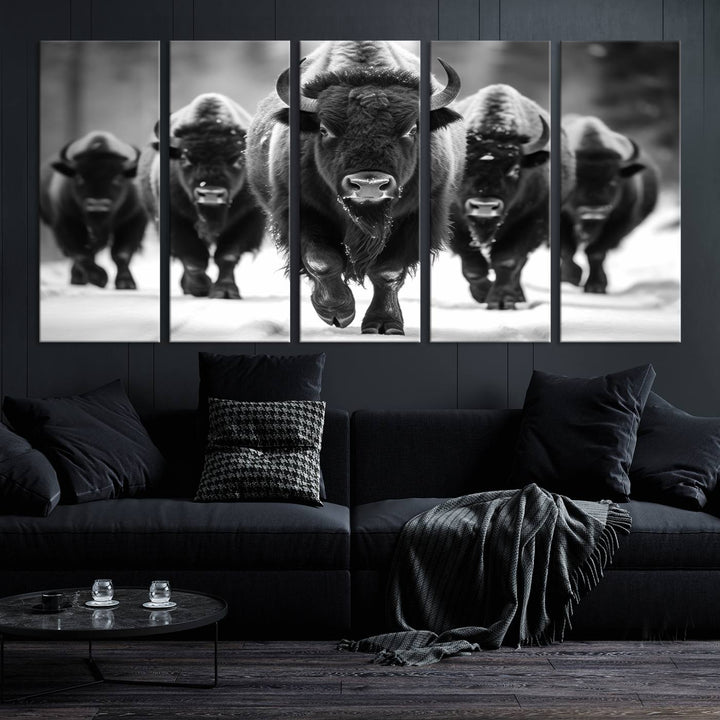 Cow Bighorn Wall Art Canvas Print, Longhorn Texas Large Cow Animal Canvas Print