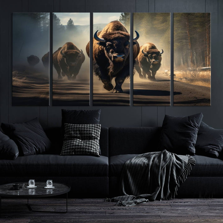 Cow Bighorn Wall Art Canvas Print, Longhorn Texas Large Cow Animal Canvas Print