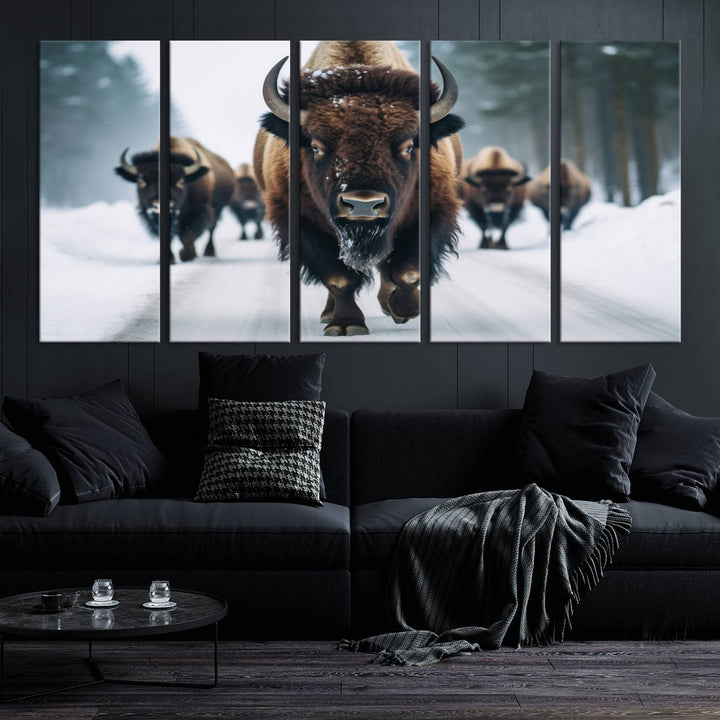 Cow Bighorn Wall Art Canvas Print, Longhorn Texas Large Cow Animal Canvas Print