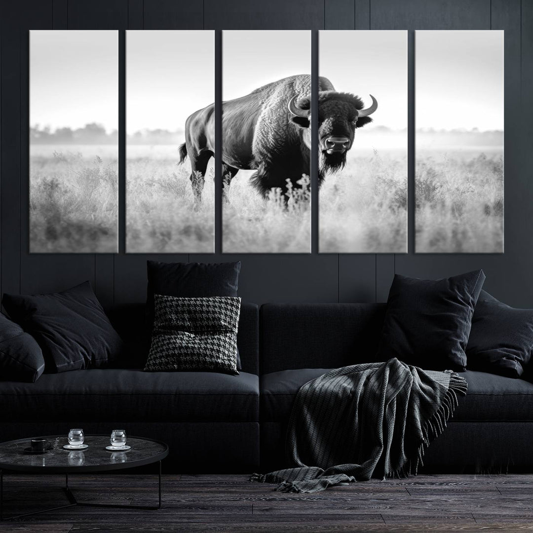 Cow Bighorn Wall Art Canvas Print, Longhorn Texas Large Cow Animal Canvas Print