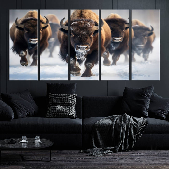 Cow Bighorn Wall Art Canvas Print, Longhorn Texas Large Cow Animal Canvas Print