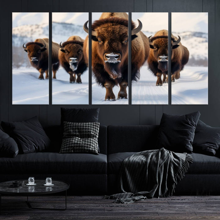 Cow Bighorn Wall Art Canvas Print, Longhorn Texas Large Cow Animal Canvas Print