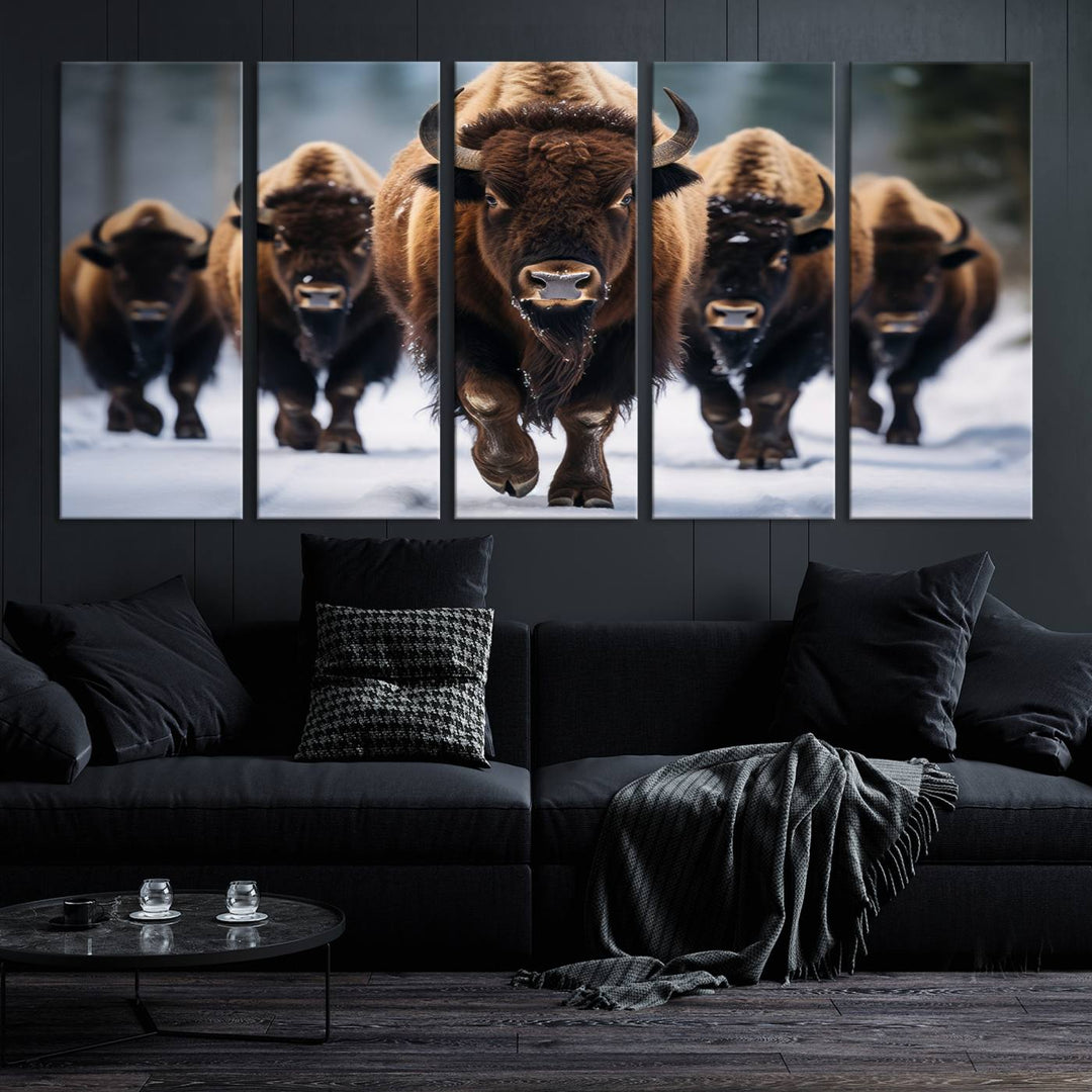 Cow Bighorn Wall Art Canvas Print, Longhorn Texas Large Cow Animal Canvas Print