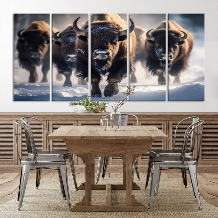 Cow Bighorn Wall Art Canvas Print, Longhorn Texas Large Cow Animal Canvas Print