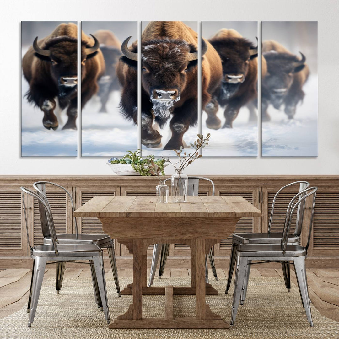 Cow Bighorn Wall Art Canvas Print, Longhorn Texas Large Cow Animal Canvas Print