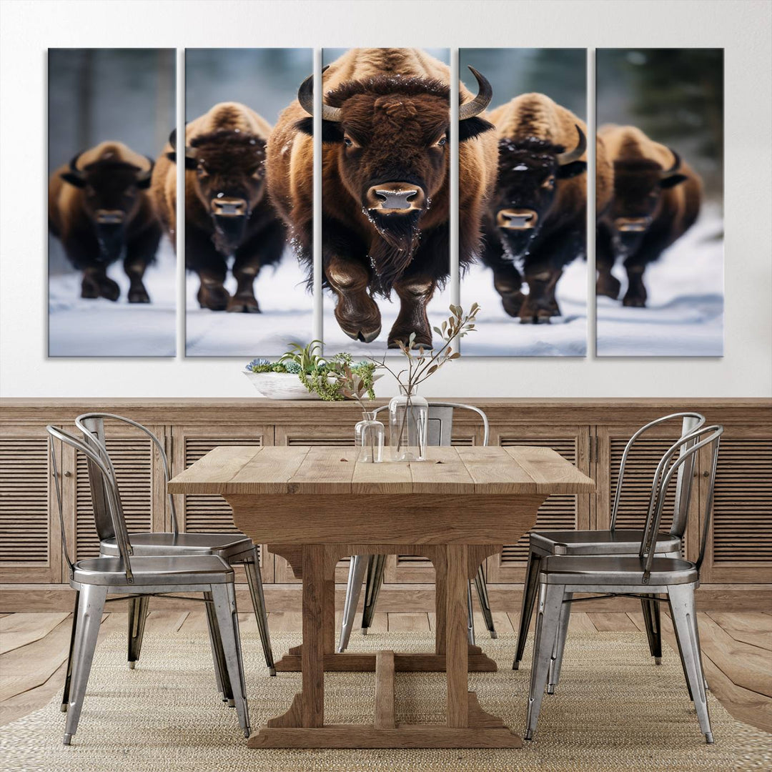 Cow Bighorn Wall Art Canvas Print, Longhorn Texas Large Cow Animal Canvas Print