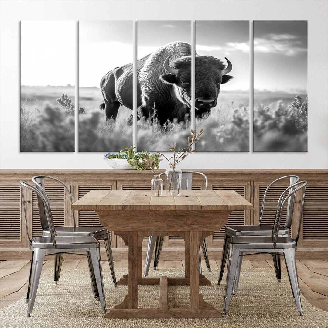 Cow Bighorn Wall Art Canvas Print, Longhorn Texas Large Cow Animal Canvas Print