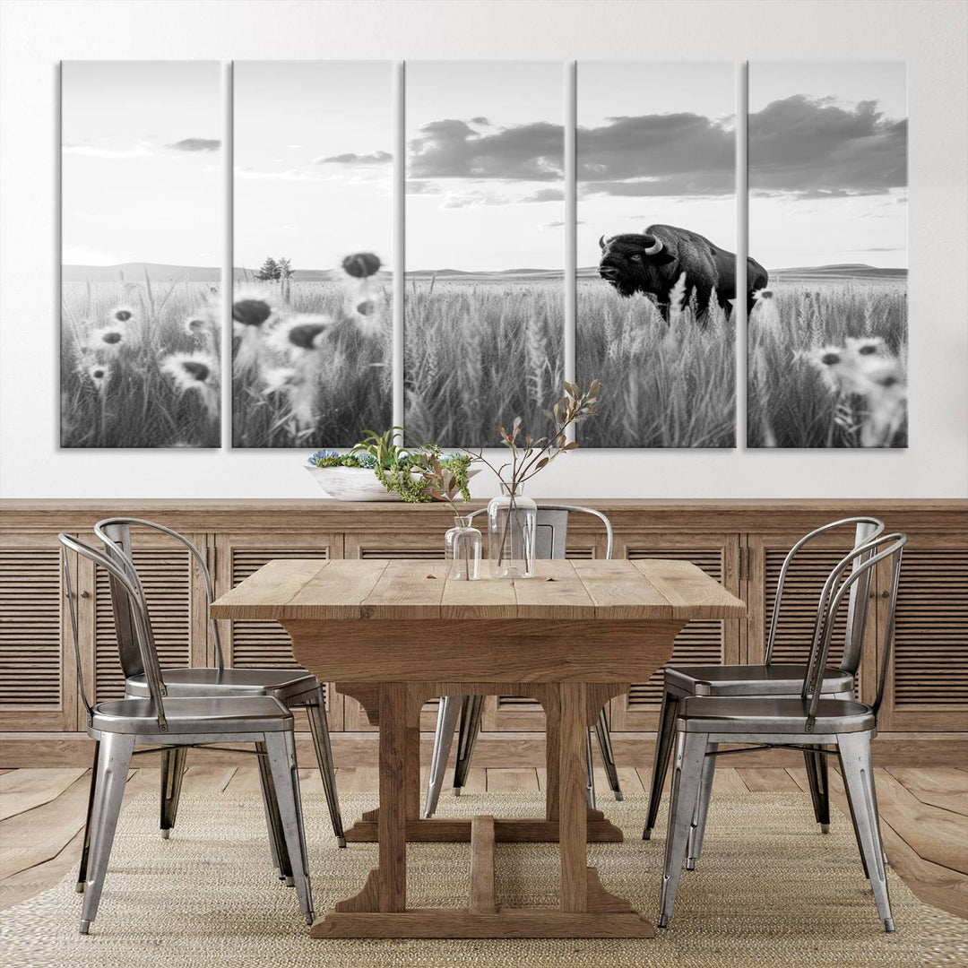 Cow Bighorn Wall Art Canvas Print, Longhorn Texas Large Cow Animal Canvas Print