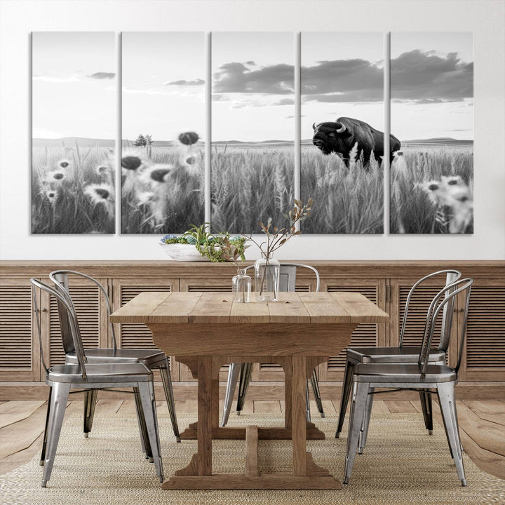 Cow Bighorn Wall Art Canvas Print, Longhorn Texas Large Cow Animal Canvas Print