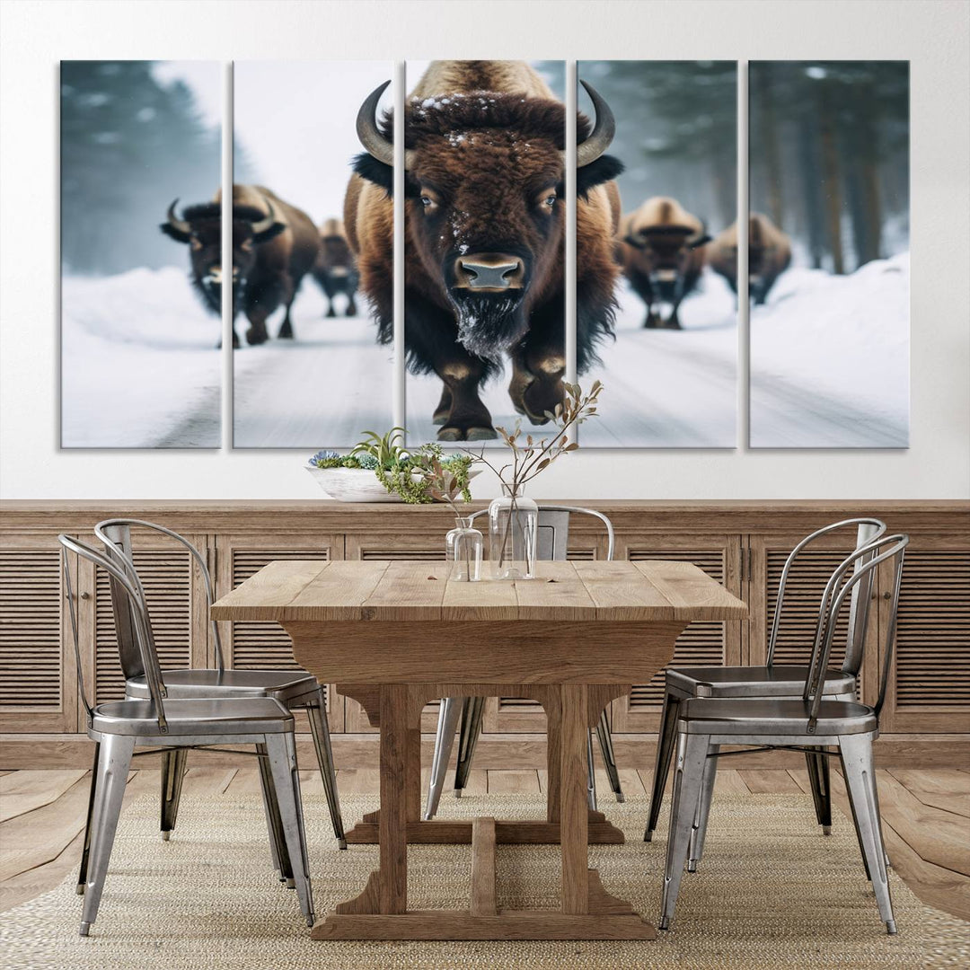 Cow Bighorn Wall Art Canvas Print, Longhorn Texas Large Cow Animal Canvas Print