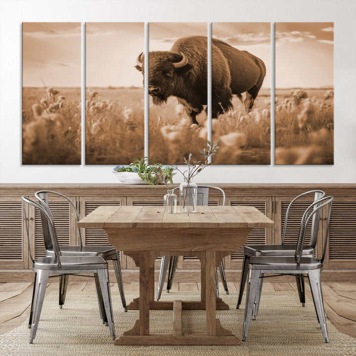 Cow Bighorn Wall Art Canvas Print, Longhorn Texas Large Cow Animal Canvas Print