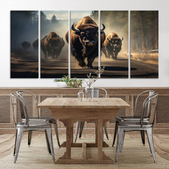 Cow Bighorn Wall Art Canvas Print, Longhorn Texas Large Cow Animal Canvas Print