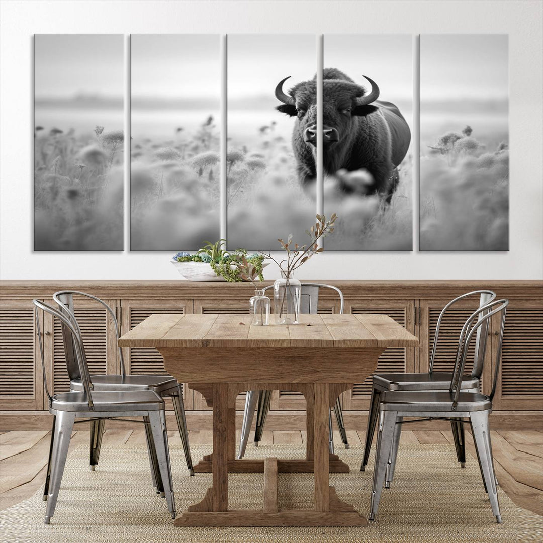 Cow Bighorn Wall Art Canvas Print, Longhorn Texas Large Cow Animal Canvas Print