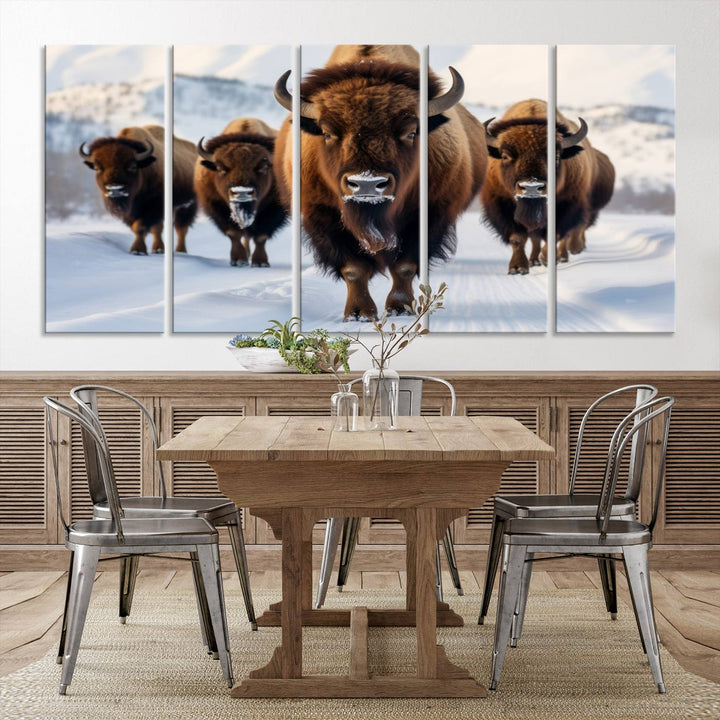 Cow Bighorn Wall Art Canvas Print, Longhorn Texas Large Cow Animal Canvas Print