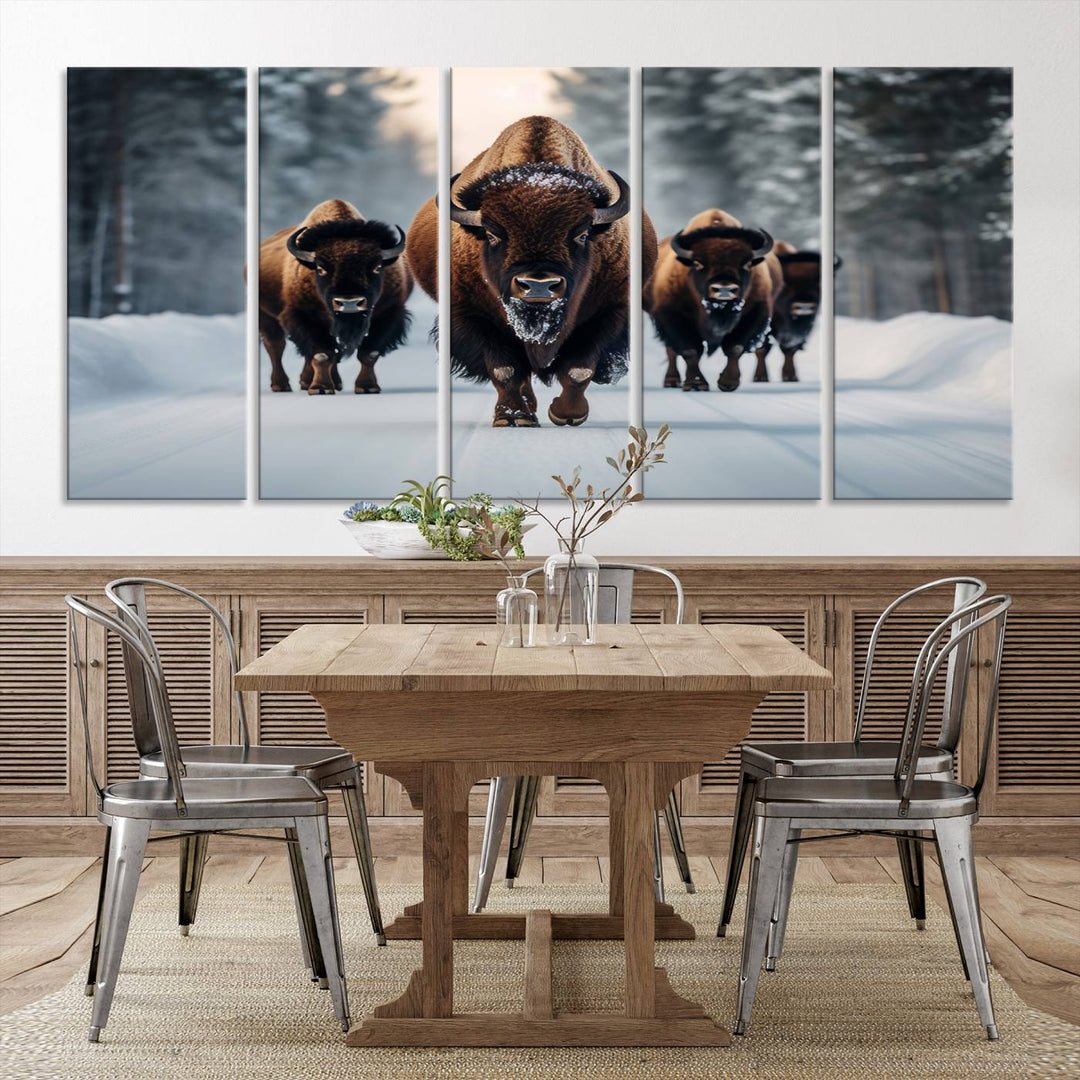 Cow Bighorn Wall Art Canvas Print, Longhorn Texas Large Cow Animal Canvas Print