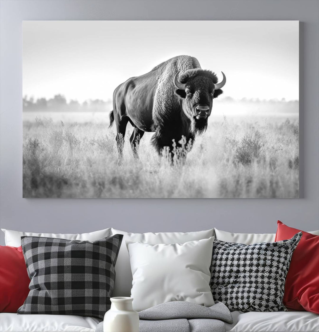 Cow Bighorn Wall Art Canvas Print, Longhorn Texas Large Cow Animal Canvas Print