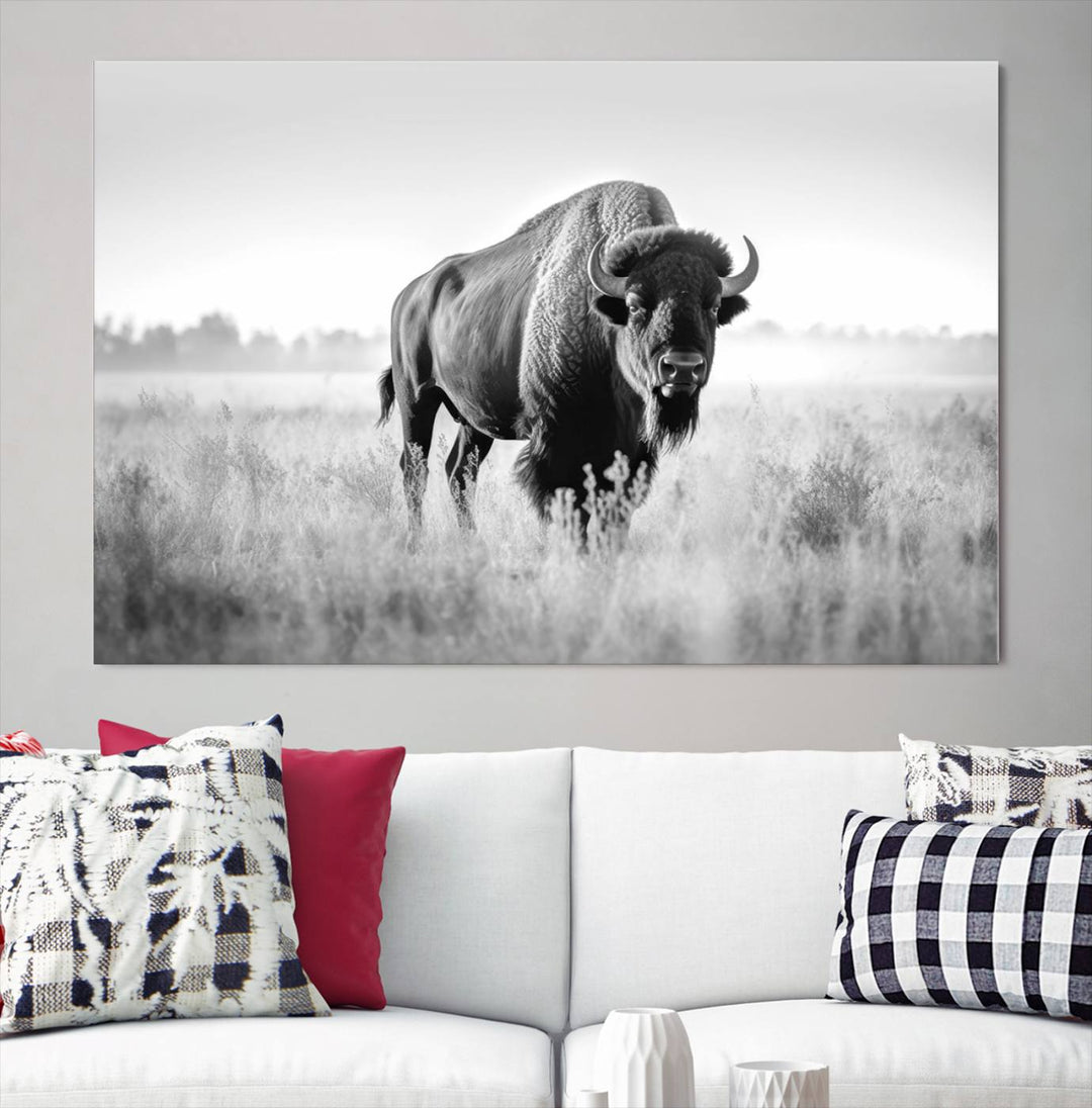 Cow Bighorn Wall Art Canvas Print, Longhorn Texas Large Cow Animal Canvas Print