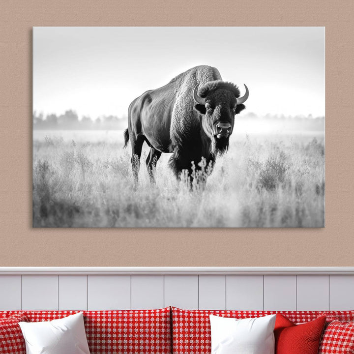 Cow Bighorn Wall Art Canvas Print, Longhorn Texas Large Cow Animal Canvas Print