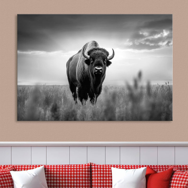 Cow Bighorn Wall Art Canvas Print, Longhorn Texas Large Cow Animal Canvas Print