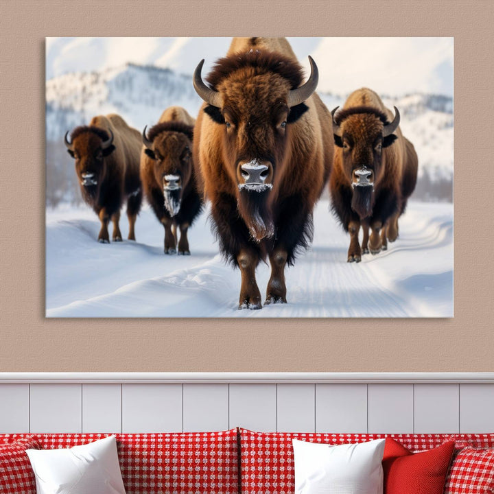 Cow Bighorn Wall Art Canvas Print, Longhorn Texas Large Cow Animal Canvas Print