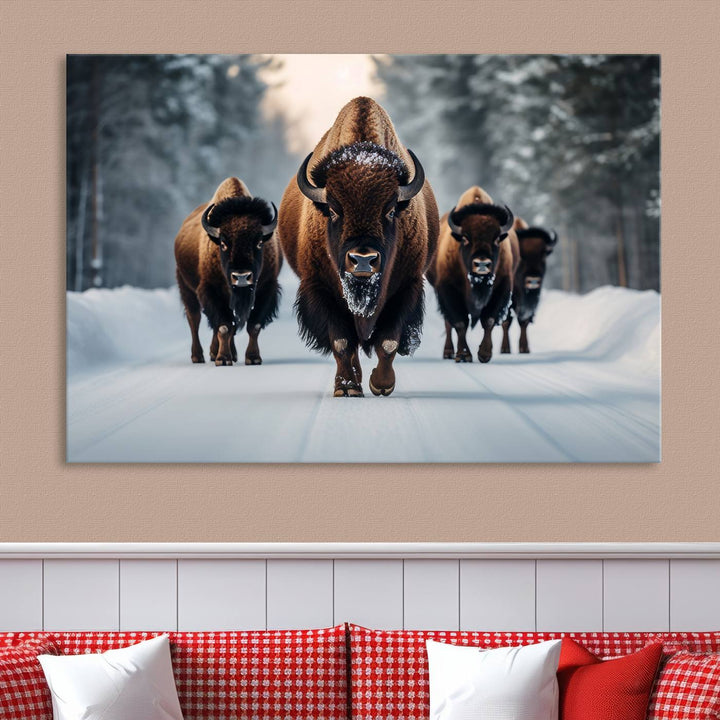 Cow Bighorn Wall Art Canvas Print, Longhorn Texas Large Cow Animal Canvas Print