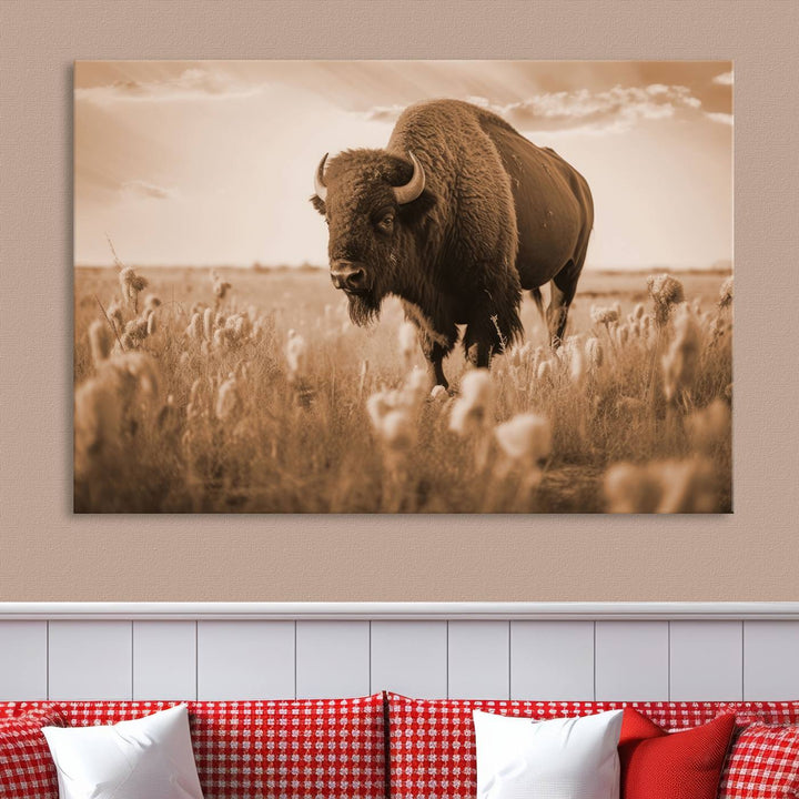 Cow Bighorn Wall Art Canvas Print, Longhorn Texas Large Cow Animal Canvas Print