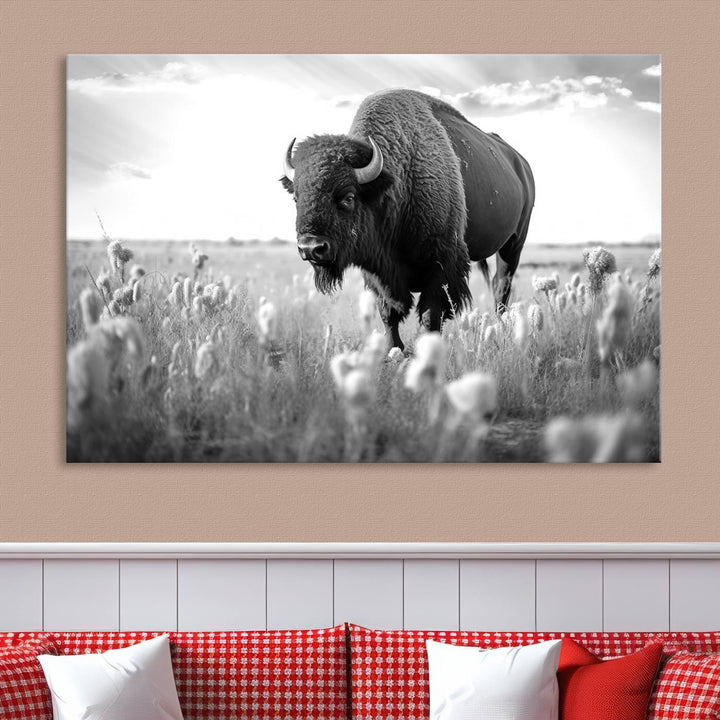 Cow Bighorn Wall Art Canvas Print, Longhorn Texas Large Cow Animal Canvas Print