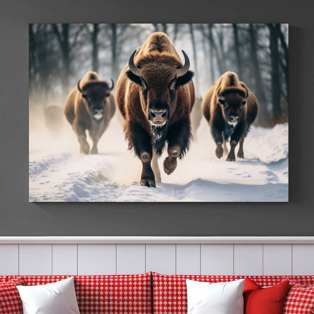 Cow Bighorn Wall Art Canvas Print, Longhorn Texas Large Cow Animal Canvas Print