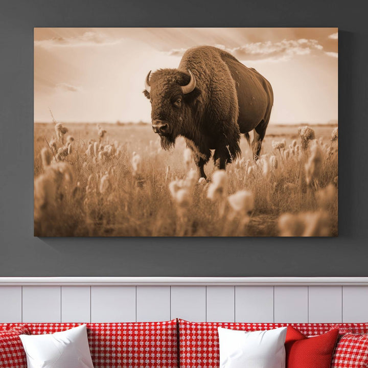 Cow Bighorn Wall Art Canvas Print, Longhorn Texas Large Cow Animal Canvas Print