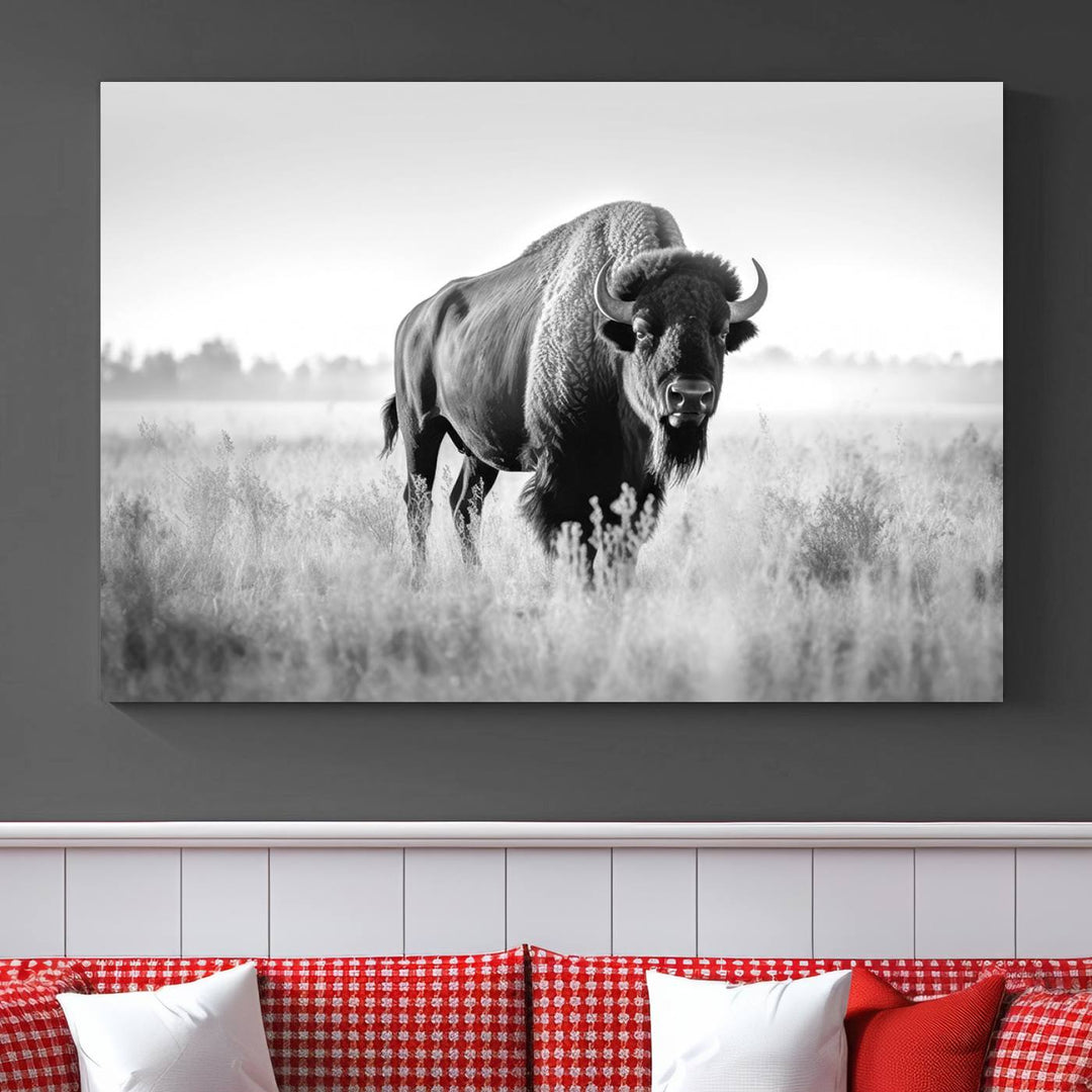 Cow Bighorn Wall Art Canvas Print, Longhorn Texas Large Cow Animal Canvas Print