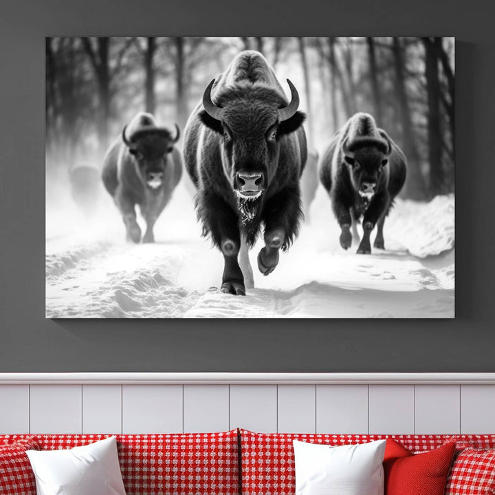 Cow Bighorn Wall Art Canvas Print, Longhorn Texas Large Cow Animal Canvas Print