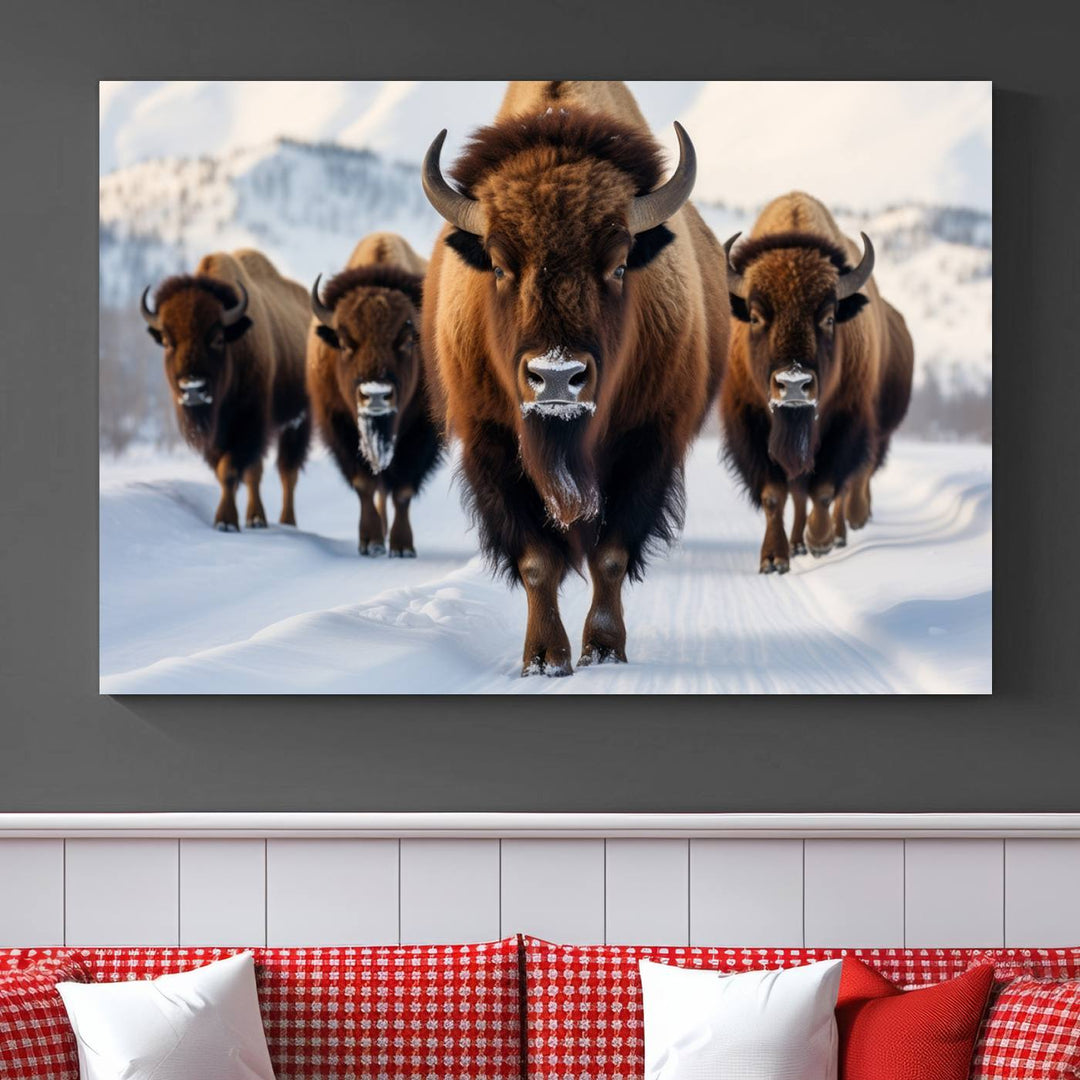 Cow Bighorn Wall Art Canvas Print, Longhorn Texas Large Cow Animal Canvas Print