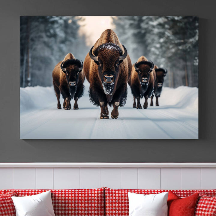 Cow Bighorn Wall Art Canvas Print, Longhorn Texas Large Cow Animal Canvas Print