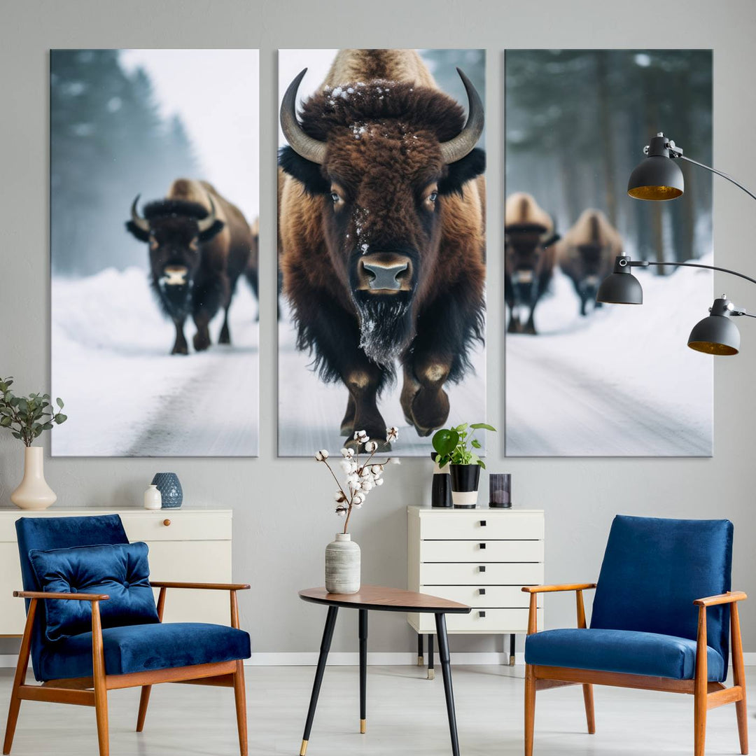 Cow Bighorn Wall Art Canvas Print, Longhorn Texas Large Cow Animal Canvas Print