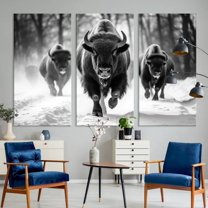 Cow Bighorn Wall Art Canvas Print, Longhorn Texas Large Cow Animal Canvas Print