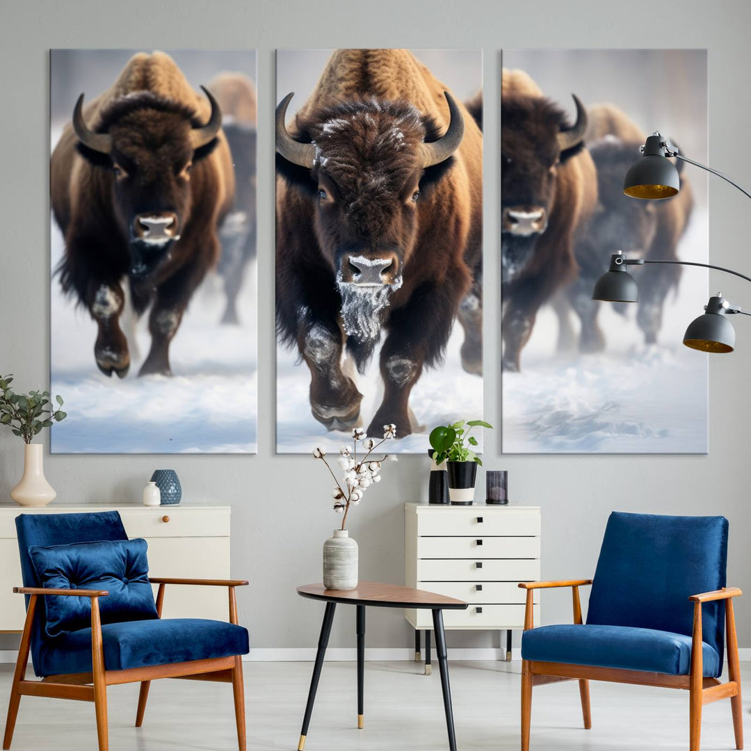 Cow Bighorn Wall Art Canvas Print, Longhorn Texas Large Cow Animal Canvas Print